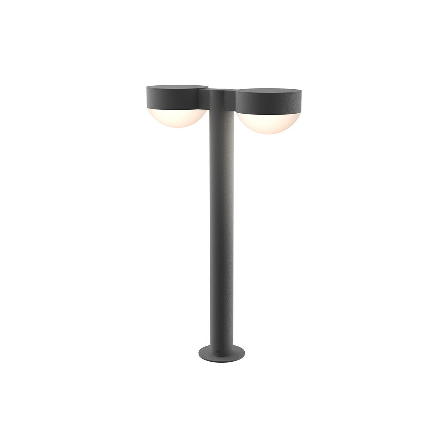 Sonneman REALS LED Double Bollard - Textured Gray, 22", Plate Caps and Dome Lenses