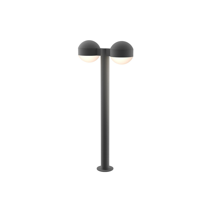 Sonneman REALS LED Double Bollard - Textured Gray, 28", Dome Caps and Dome Lenses