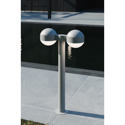 Sonneman REALS LED Double Bollard - Textured Gray, 28", Dome Caps and Dome Lenses