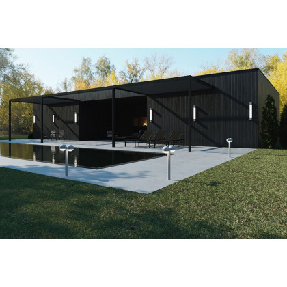 Sonneman REALS LED Double Bollard - Textured Gray, 28", Dome Caps and Dome Lenses