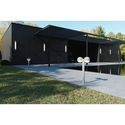 Sonneman REALS LED Double Bollard - Textured Gray, 28", Dome Caps and Dome Lenses