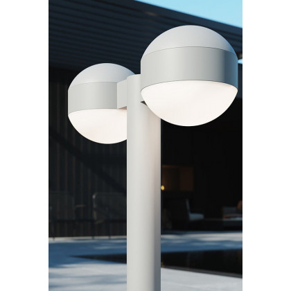 Sonneman REALS LED Double Bollard - Textured Gray, 28", Dome Caps and Dome Lenses