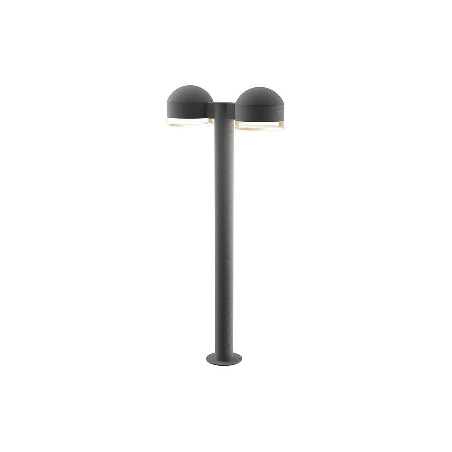 Sonneman REALS LED Double Bollard - Textured Gray, 28", Dome Caps and Clear Cylinder Lenses