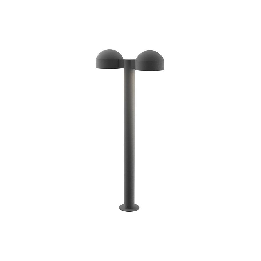 Sonneman REALS LED Double Bollard - Textured Gray, 28", Dome Caps and Plate Lenses