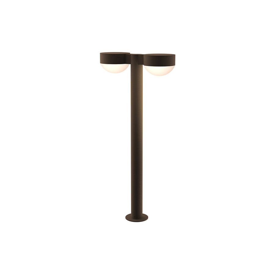 Sonneman REALS LED Double Bollard - Textured Bronze, 28", Plate Caps and Dome Lenses