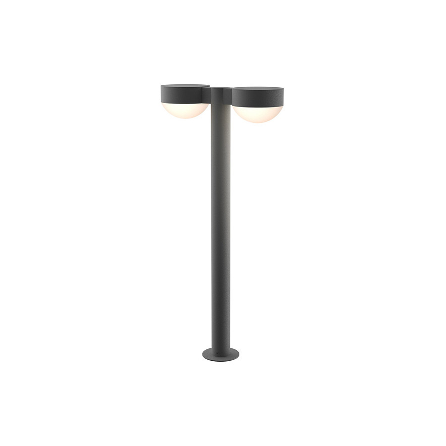 Sonneman REALS LED Double Bollard - Textured Gray, 28", Plate Caps and Dome Lenses