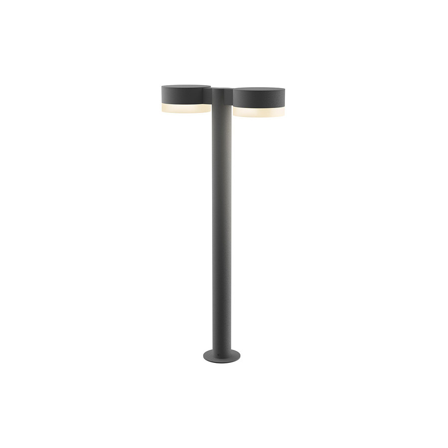 Sonneman REALS LED Double Bollard - Textured Gray, 28", Plate Caps and White Cylinder Lenses