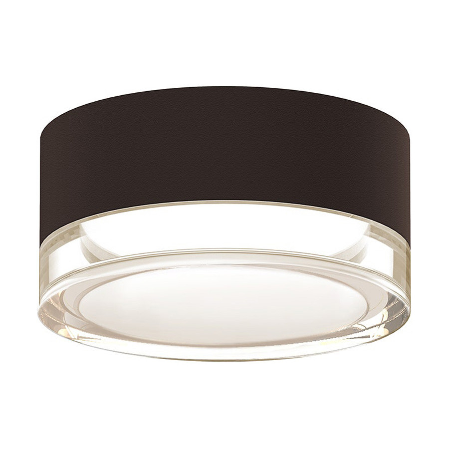 Sonneman REALS LED Ceiling/Wall Mount - Textured Bronze, Clear Cylinder Lens