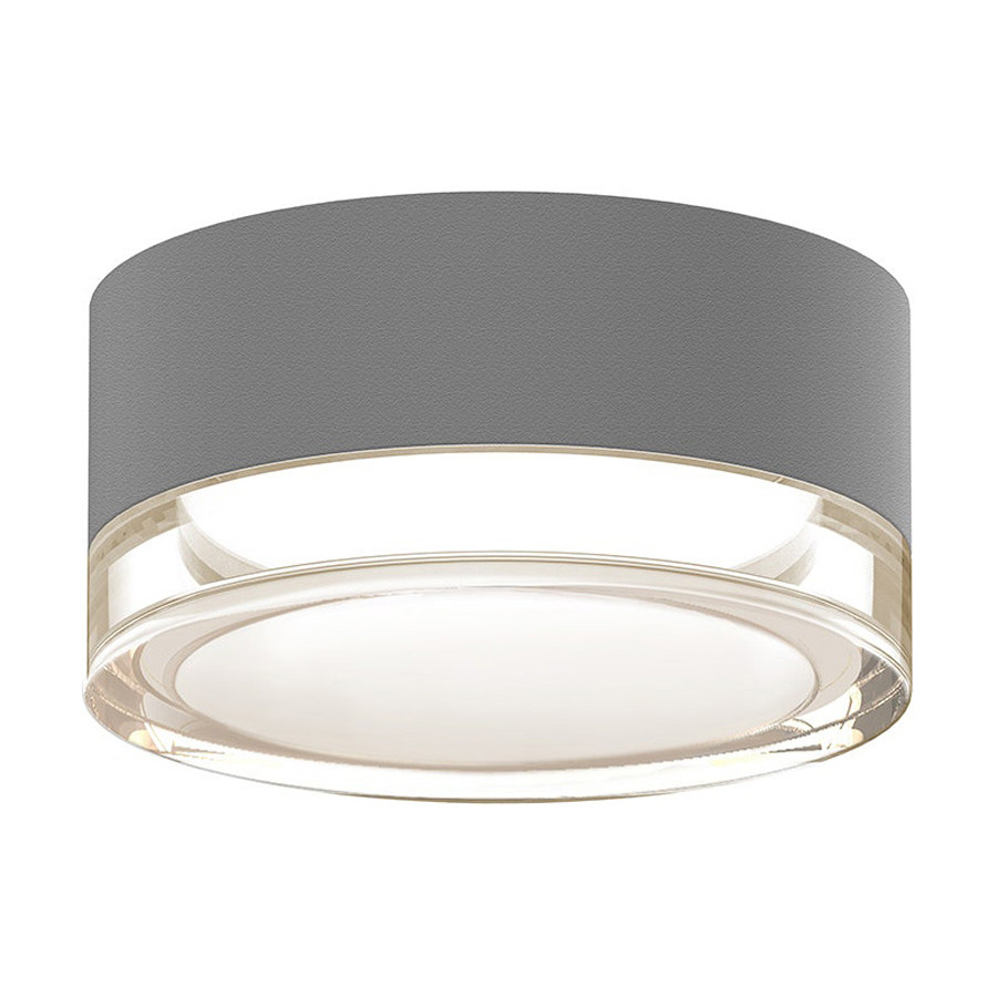 Sonneman REALS LED Ceiling/Wall Mount - Textured Gray, Clear Cylinder Lens