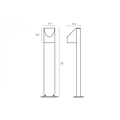 Sonneman Shear LED Bollard - Textured Gray, 22"