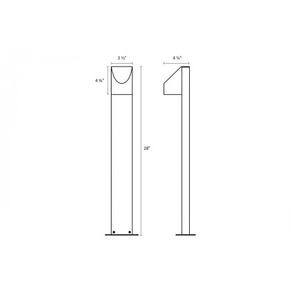 Sonneman Shear LED Bollard - Textured Bronze, 28"
