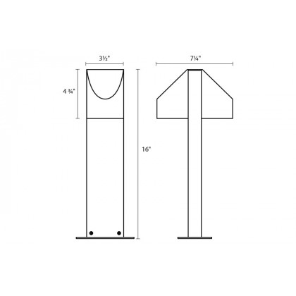 Sonneman Shear LED Double Bollard - Textured Bronze, 16"