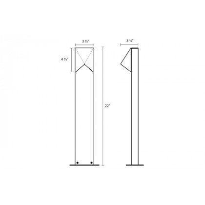 Sonneman Triform Compact LED Bollard - Textured Bronze, 22"