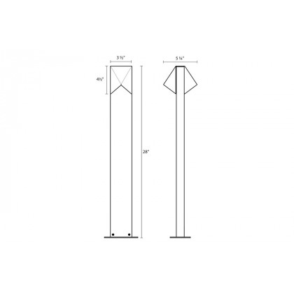 Sonneman Triform Compact LED Double Bollard - Textured Bronze, 28"