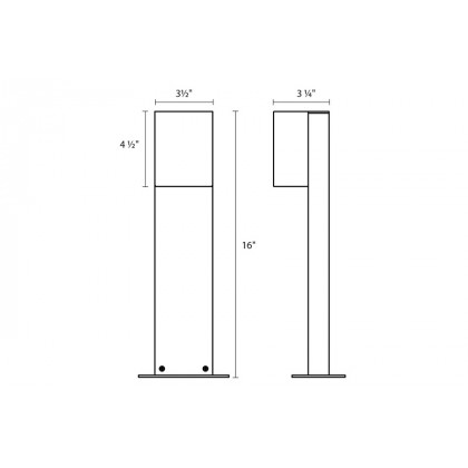 Sonneman Box LED Bollard - Textured Bronze, 16"