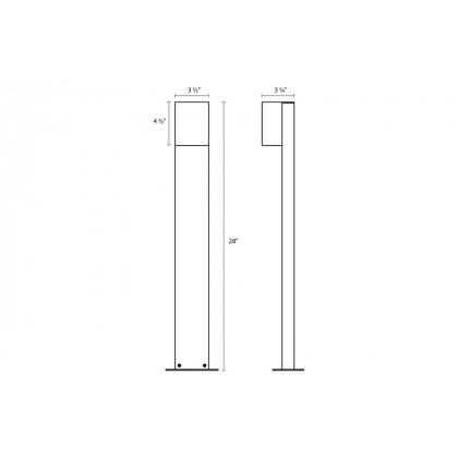 Sonneman Box LED Bollard - Textured Gray, 28"