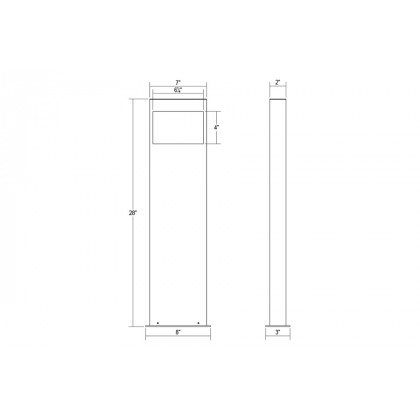 Sonneman Square Curve LED Bollard - Textured Gray, 16"