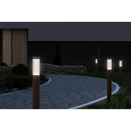 Sonneman Round Column LED Bollard - Textured Gray, 28"