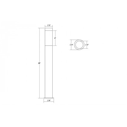 Sonneman Round Column LED Bollard - Textured Gray, 28"