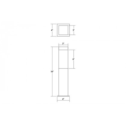 Sonneman Square Column LED Bollard - Textured Gray, 16"