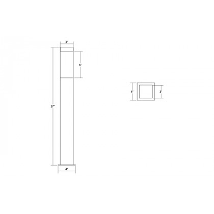 Sonneman Square Column LED Bollard - Textured Gray, 28"