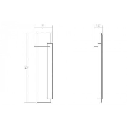 Sonneman Backgate LED Sconce - Textured Gray, 30", Right