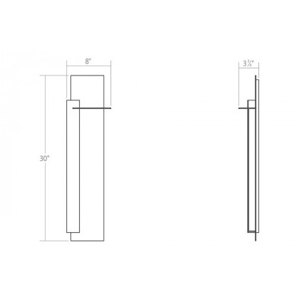 Sonneman Backgate LED Sconce - Textured White, 30", Left