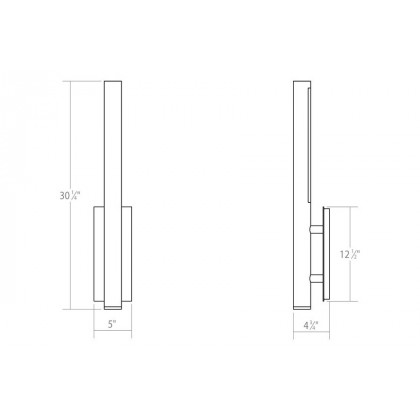 Sonneman Flue LED Sconce - Textured Gray, 30"