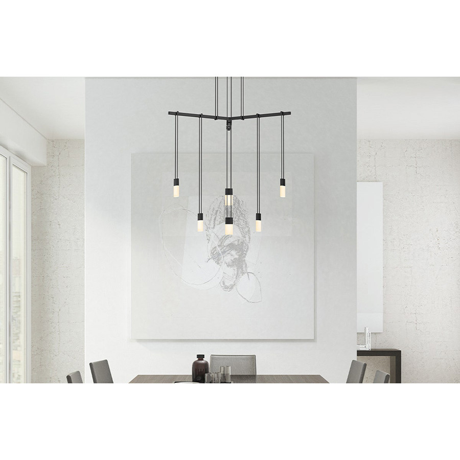 Sonneman - Suspenders 24" 1-Tier Tri-Bar with Etched Chiclet Luminaires