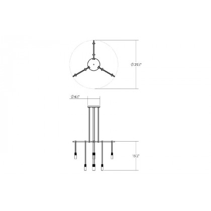 Sonneman - Suspenders 24" 1-Tier Tri-Bar with Etched Chiclet Luminaires