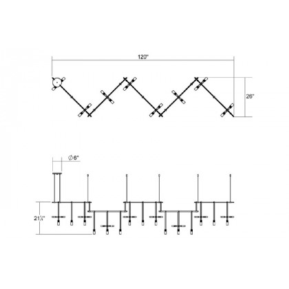 Sonneman - Suspenders 36" 5-Bar Zig Zag with Etched Chiclet Luminaire Combo