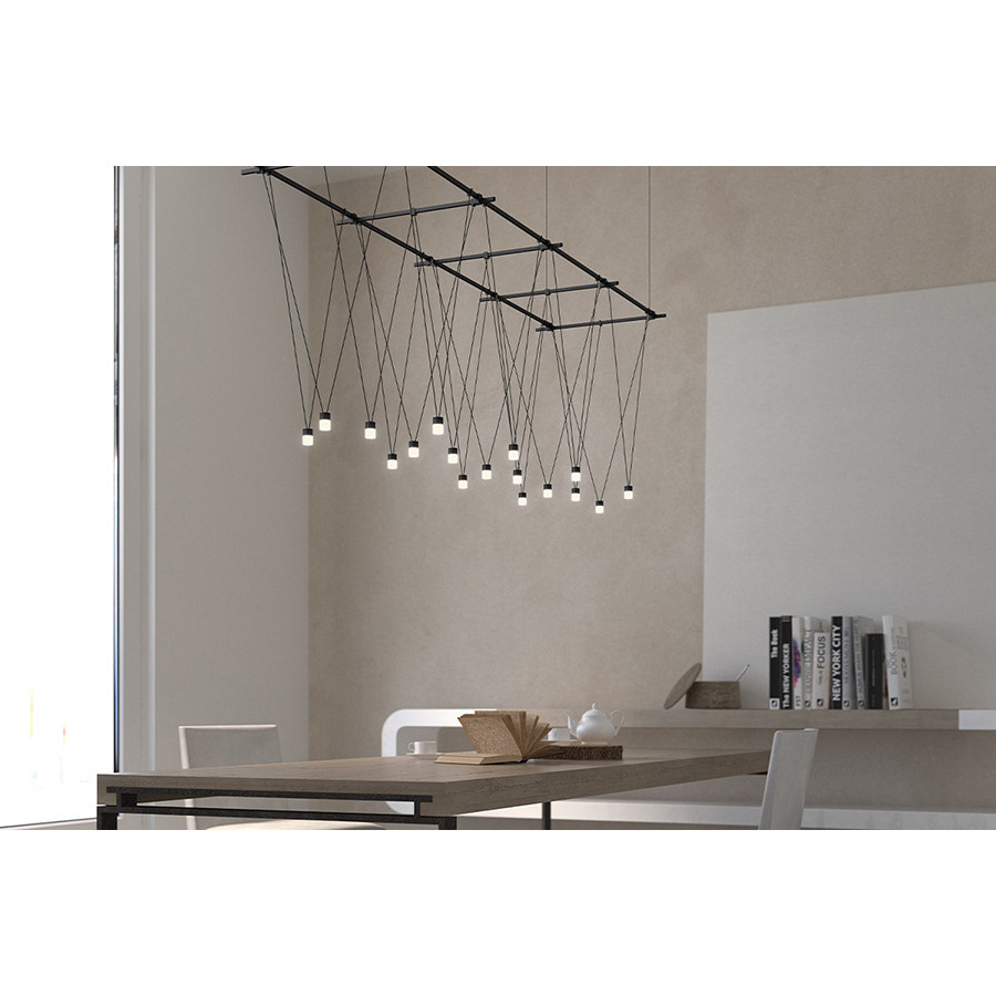 Sonneman - Suspenders 96" x 24" Gridscape with 32" V-Line Etched Cylinder Luminaires