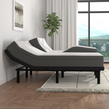 South Bay 10" Medium Gel Infused King Split Memory Foam Mattress and Model P Adjustable Bed Base