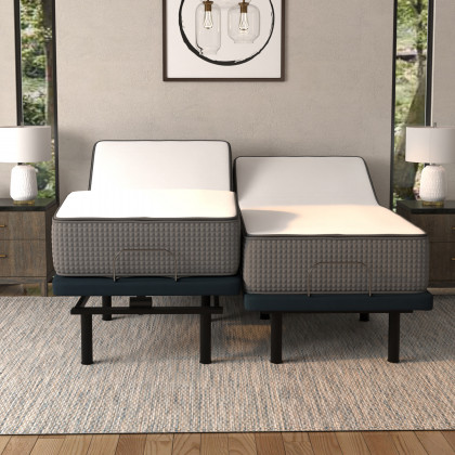 South Bay 12" Soft and Firm Flippable Gel Infused King Split Memory Foam Mattress and Model P Adjustable Bed Base