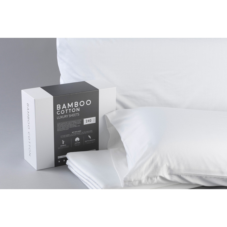 South Bay Bamboo Cotton Sheets - White, Full Size