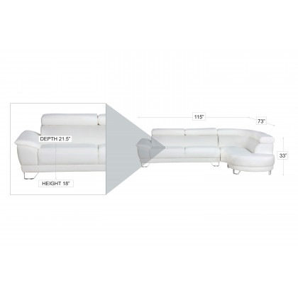 Stanza Almira Left Facing Sectional - White