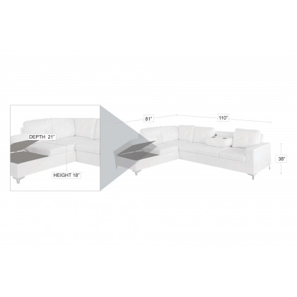 Stanza Antonella Left Facing Sectional - Black