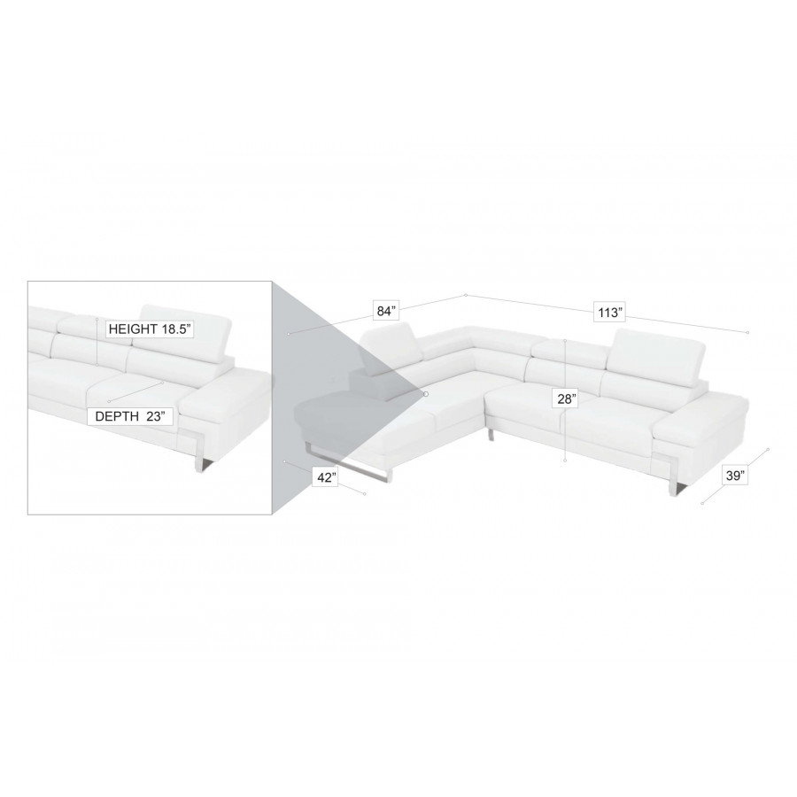 Stanza Athena Left Facing Sectional - Gray