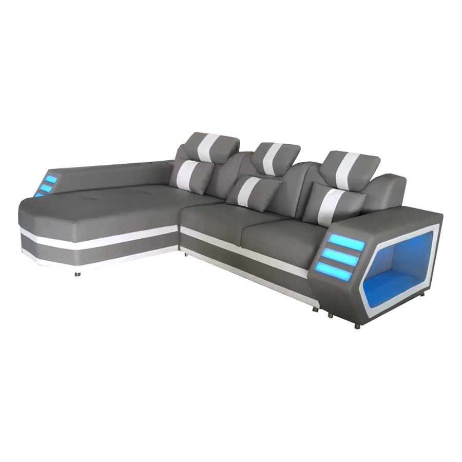 Stanza Boa Left Facing Sectional with LED - Gray