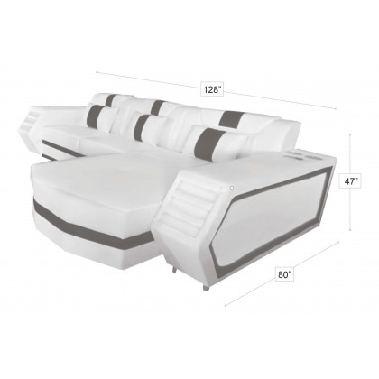 Stanza Boa Left Facing Sectional with LED - Gray