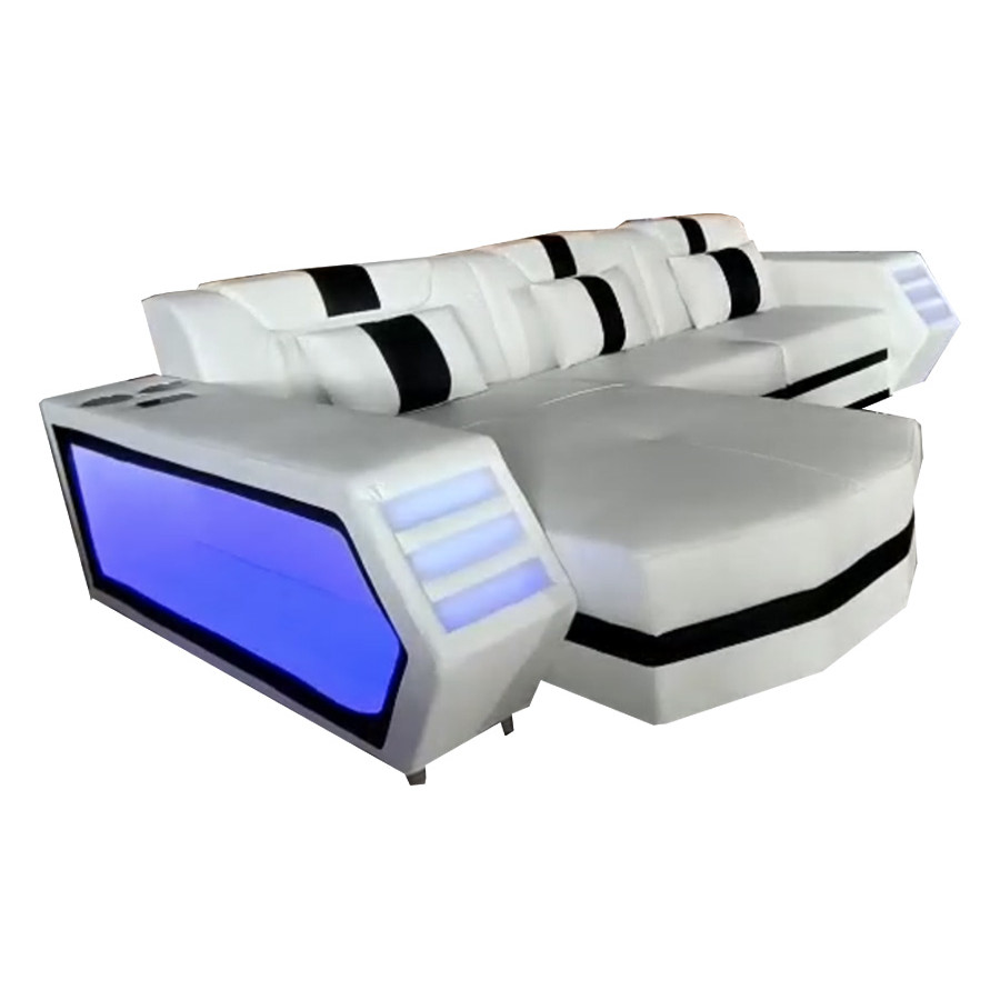 Stanza Boa Left Facing Sectional with LED - White
