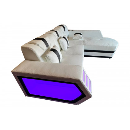 Stanza Boa Right Facing Sectional with LED - White