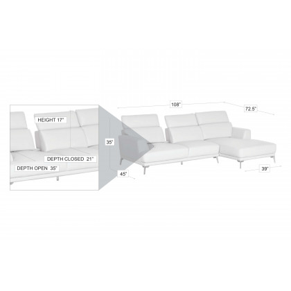 Stanza Kim Right Facing Sectional - Black