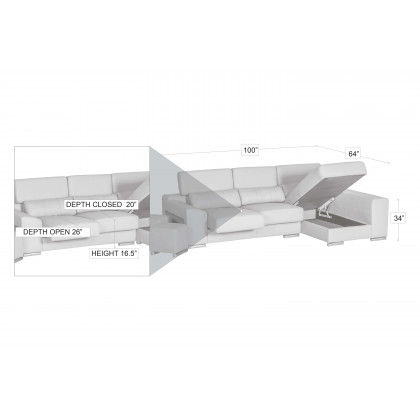 Stanza London Left Facing Sectional - White