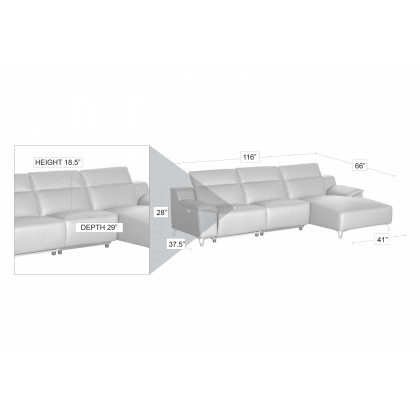 Stanza Melanie Left Facing Sectional - White