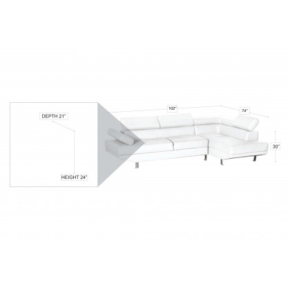 Stanza Mykonos Right Facing XL Sectional - White
