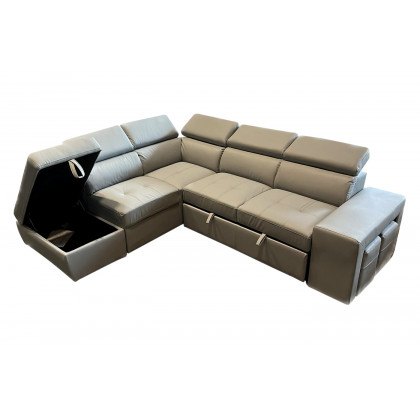 Stanza Positano Left Facing Eco Leather Sectional - Gray