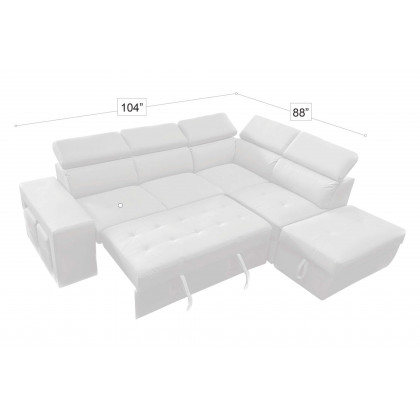 Stanza Positano Left Facing Eco Leather Sectional - Gray