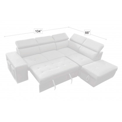 Stanza Positano Left Facing Fabric Sectional - Gray