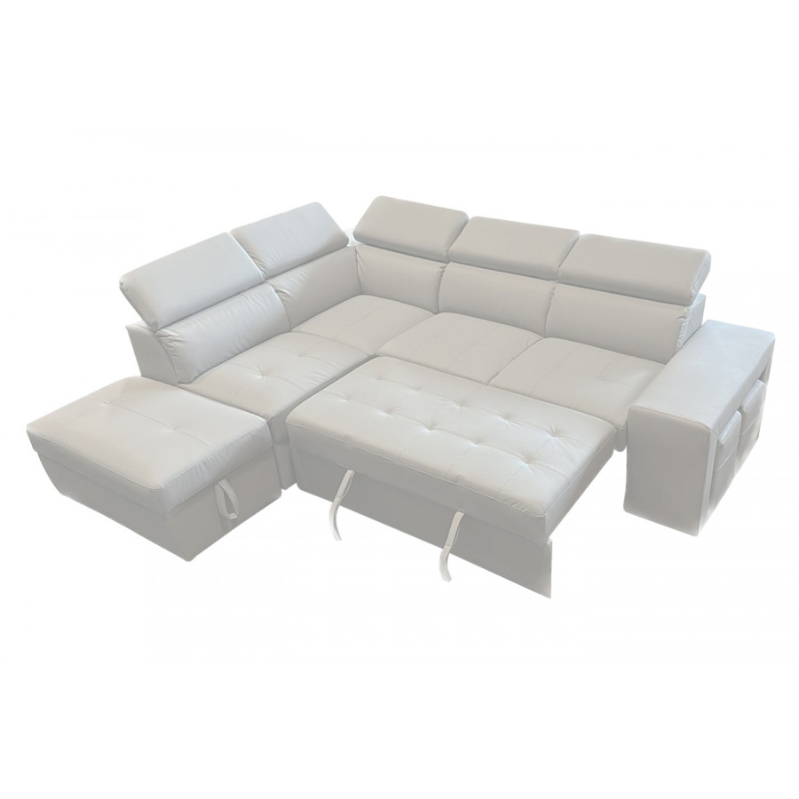 Stanza Positano Left Facing Eco Leather Sectional - White